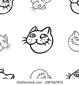 Cartoon cat head pattern. Vector illustration. Cheerful pet muzzle. Animal character.