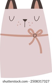 Cartoon Cat Head Sleeping Vector Illustration