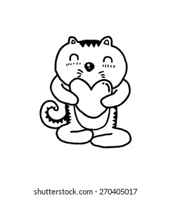 cartoon cat with heart symbol