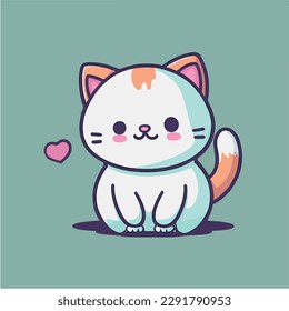 A cartoon cat with a heart Vector style illustration, cartoon illustration