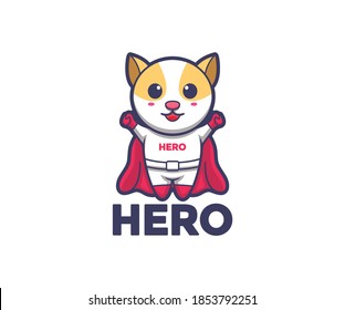 cartoon cat hero design vector illustration. logo mascot