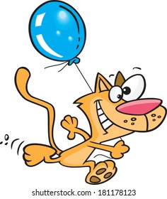 cartoon cat holding a balloon