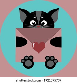 Cartoon Katze, die einen Umschlag hält, mit Glückwunsch