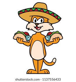 Cartoon Cat Holding Fish Tacos