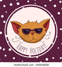 Cartoon cat holiday vector card