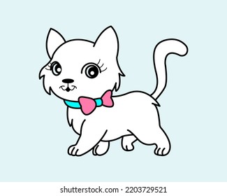 Cartoon Cat icon illustration template for many purpose. Drawing lesson for children. Vector illustration	