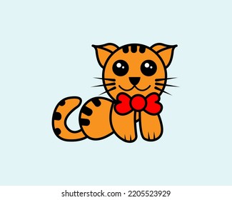 Cartoon Cat icon illustration template for many purpose. Drawing lesson for children. Vector illustration	