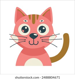 
cartoon cat icon vector cute kitty, colors