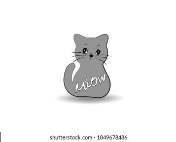 cartoon cat Icon Vector illustration. kitten sitting smiling Logo symbol. Home pet  meow sticker clinic store Logo type concept . Flat style for graphic and web design. EPS10 black pictogram.