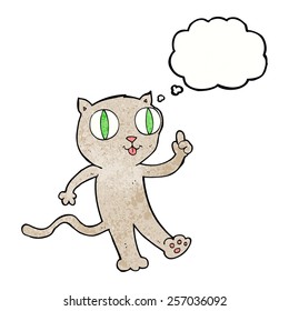 cartoon cat with idea with thought bubble