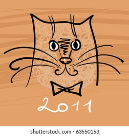 Cartoon cat illustration for 2011