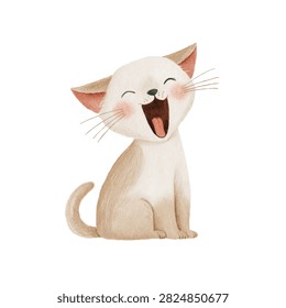 A cartoon cat with a joyful expression