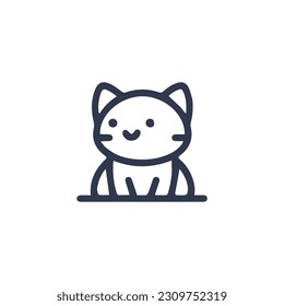 Cartoon Katze, Kätzchen, Gesichtsfeldlinien, Vektorsymbol 