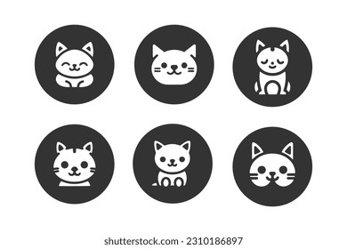 Cartoon cat, kitten vector icon set isolated