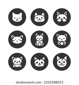 Cartoon cat, kitten vector icon set isolated