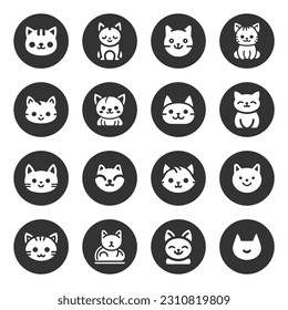 Cartoon cat, kitten vector icon set isolated