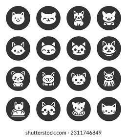 Cartoon cat, kitten vector icon set isolated