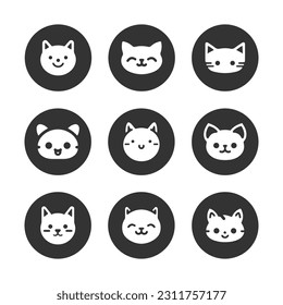 Cartoon cat, kitten vector icon set isolated