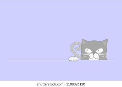 cartoon cat looking for something , copy space