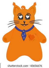 Cartoon cat in love. Vector isolated comics object