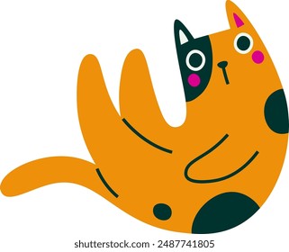 Cartoon Cat Lying Vector Illustration