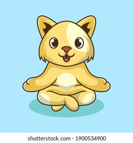 cartoon cat meditating, Vector clip art illustration with simple gradients. Each on a separate layer.
