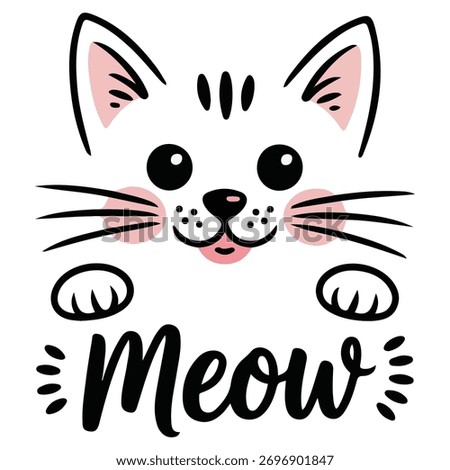 Cartoon cat meowing face vector illustration isolated on white