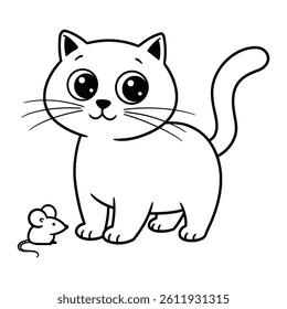Cartoon cat and mouse vector illustration on white background