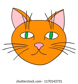 Cartoon cat muzzle isolated on white background. Vector illustration.