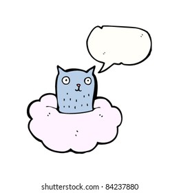 gato de dibujos animados en la nube con burbuja de habla