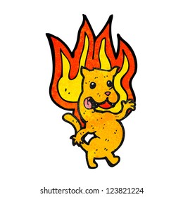 gato de caricatura incendiado
