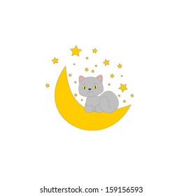 Cartoon cat on the moon