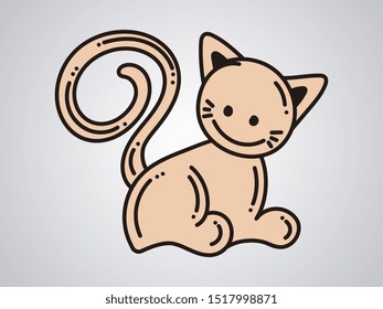 Cartoon Cat on white background. Doodle hand drawn