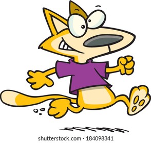 cartoon cat out for a jog