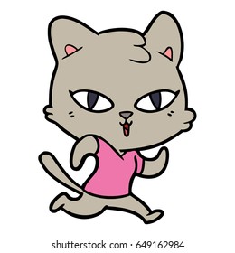 cartoon cat out for a run
