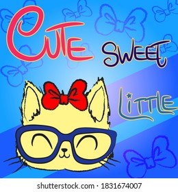 Cartoon cat Pattern Background Illustration Vector Graphic Design T-shirt eps10