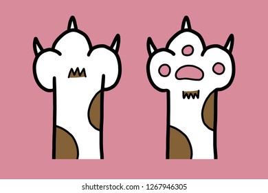 Cartoon cat paw and cat claw,Vector,Illustration,Doodle.