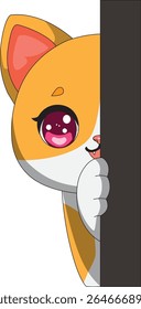 Cartoon Cat Peeking Happy Kitten Vector
