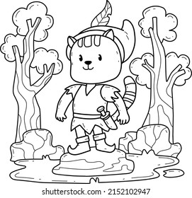 Cartoon Cat Peter Pan.coloring Book Alphabet. Isolated On White Background. 