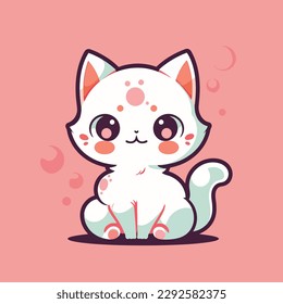 A cartoon cat with a pink background.