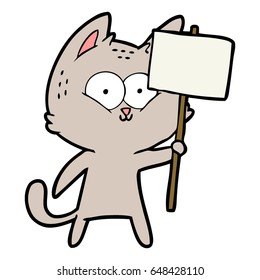 cartoon cat with placard