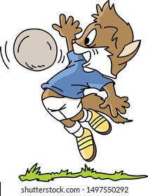 Cartoon cat playing football vector illustration