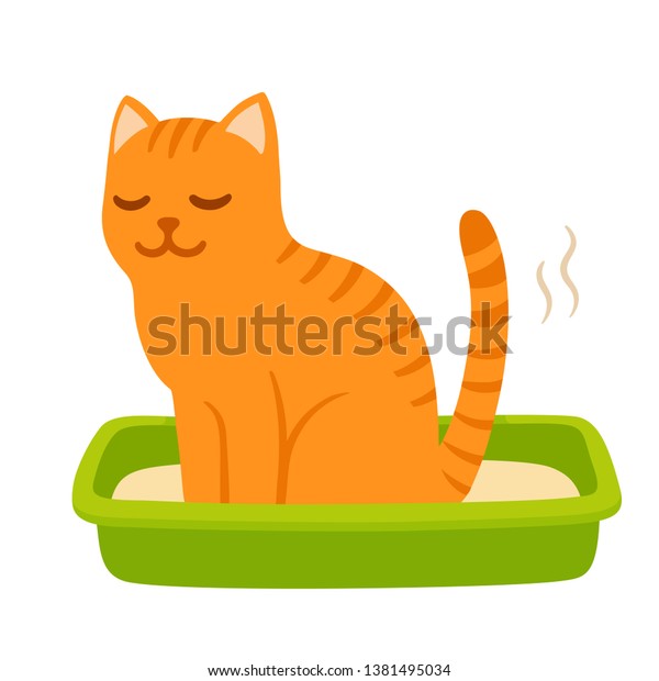 Un Chat Caricature Caca Dans Une Image Vectorielle De Stock Libre De Droits