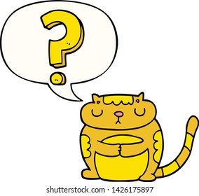 cartoon cat with question mark with speech bubble