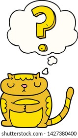cartoon cat with question mark with thought bubble