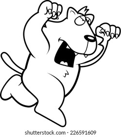 A cartoon cat running to attack with claws out.