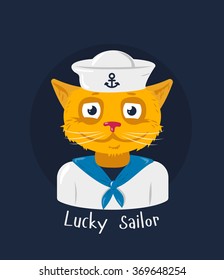 Cartoon cat sailor. Character design