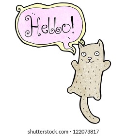 gato de dibujos animados saludando