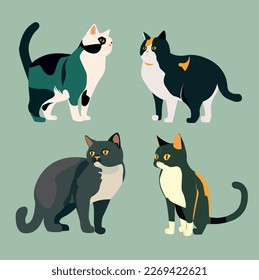 cartoon cat . set cats.  vector illustration cats