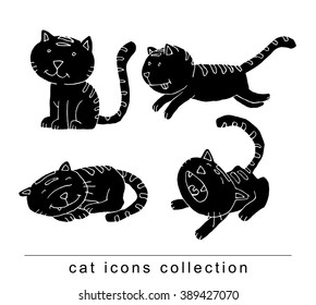 cartoon cat set illustration, vector.